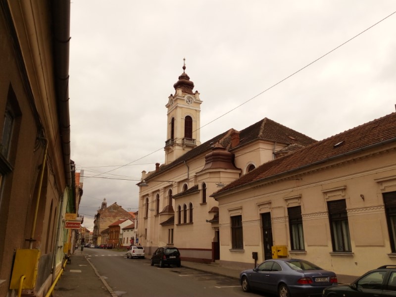 Arad Belvárosi Református templom épülete hátulról