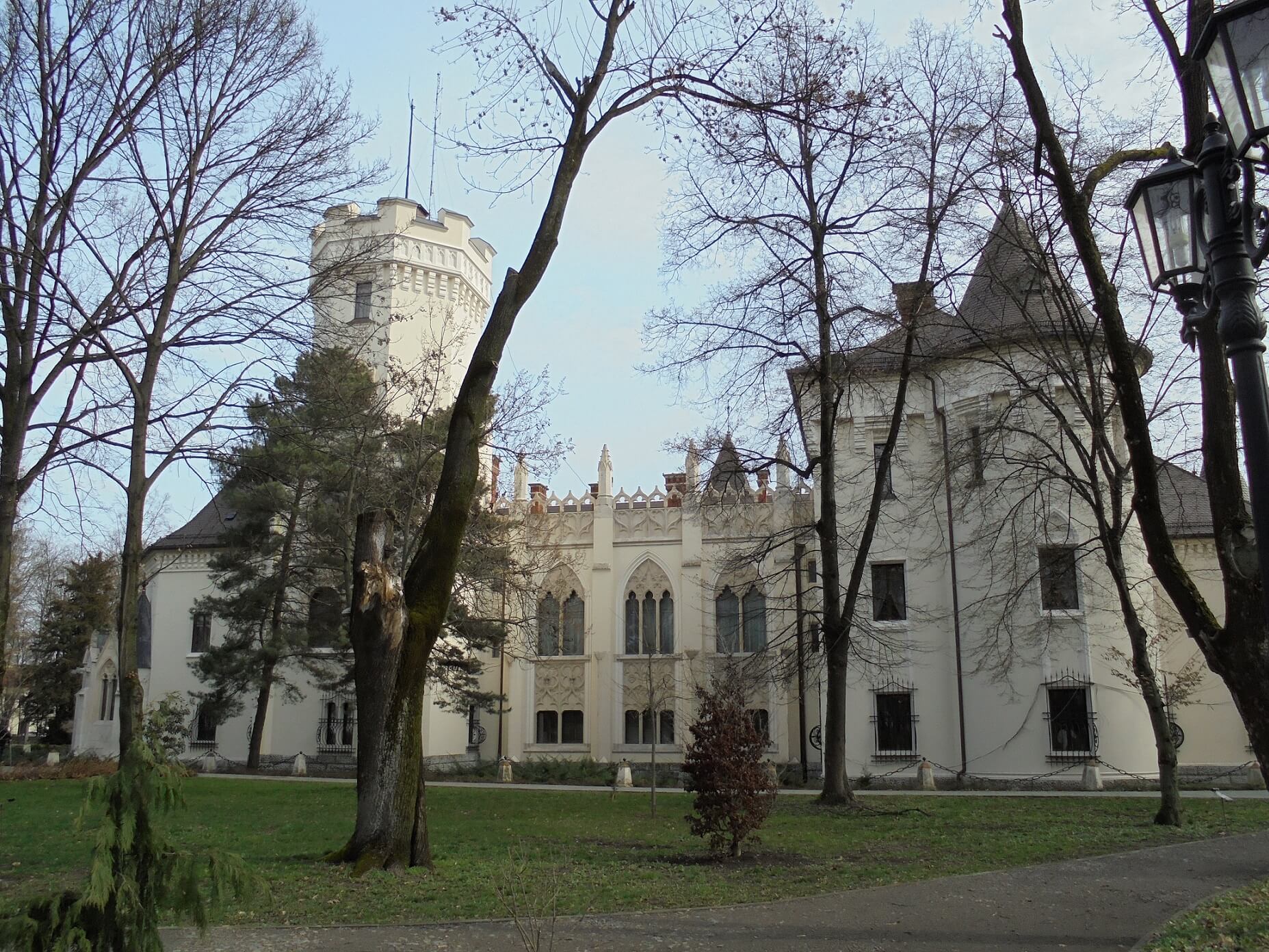 Nagykároly Károlyi kastély a fák mögött