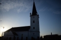 Nagyrábé református temploma a naplementében