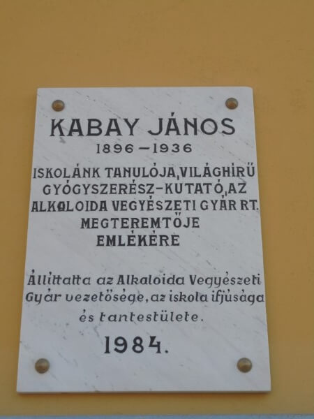 Nyíregyházi Evangélikus Kossuth Lajos Gimnázium falán Kabay János emléktábla