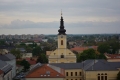 Nyíregyháza Látkép a szarvas irodaházból madártávlatból az Evangélikus templomra
