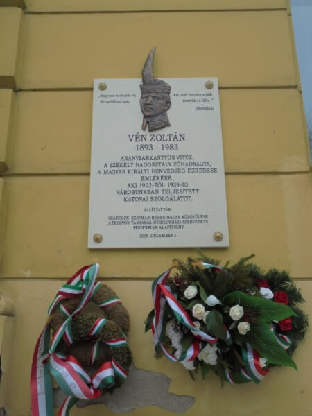 Nyíregyháza Vén Zoltán székely hadosztály főhadnagya emléktábla