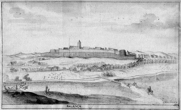 Palánk vára, 1639-es ábrázolás (Az 1600-as években Palanca volt a település neve)